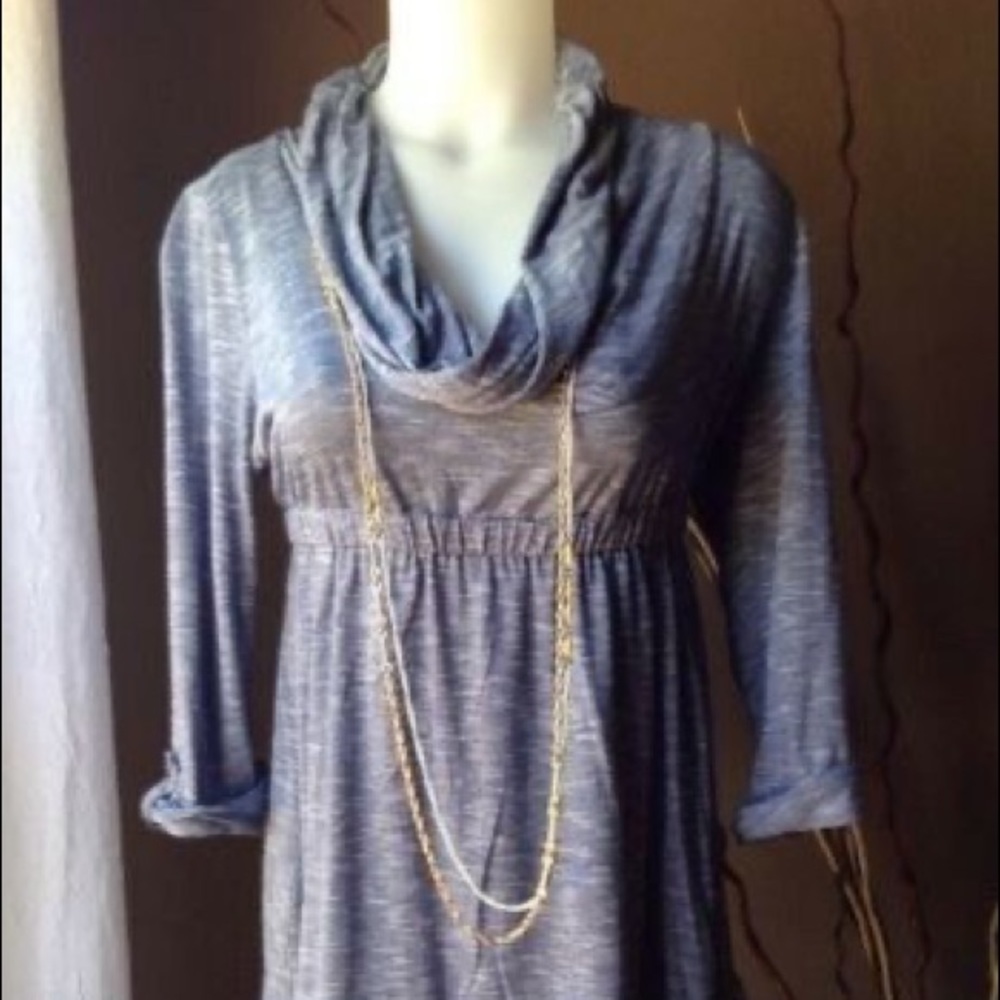 Anthropologie Puella Cowl Neck Rolled Sleeve Tunic